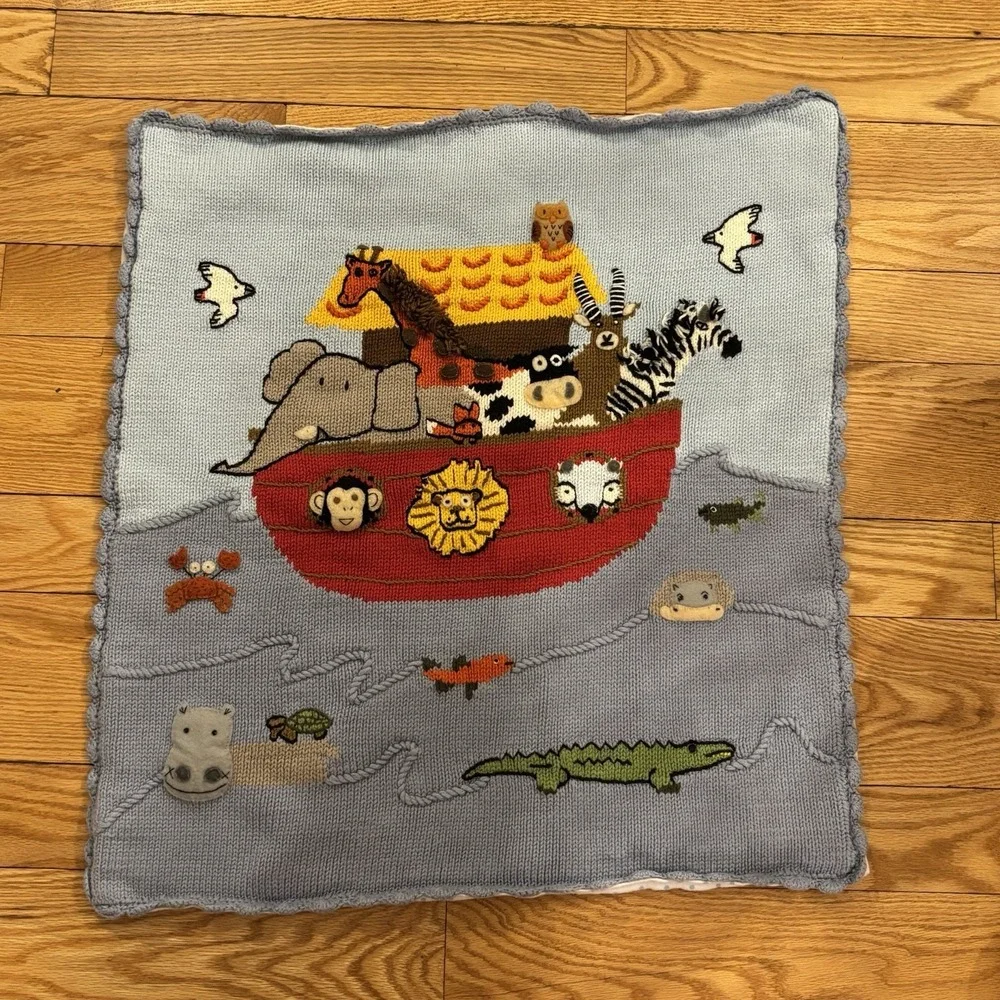 Noahs Ark Baby Animal Blanket by Art Walk Soft Knit Polka Dots Retail Price $125
